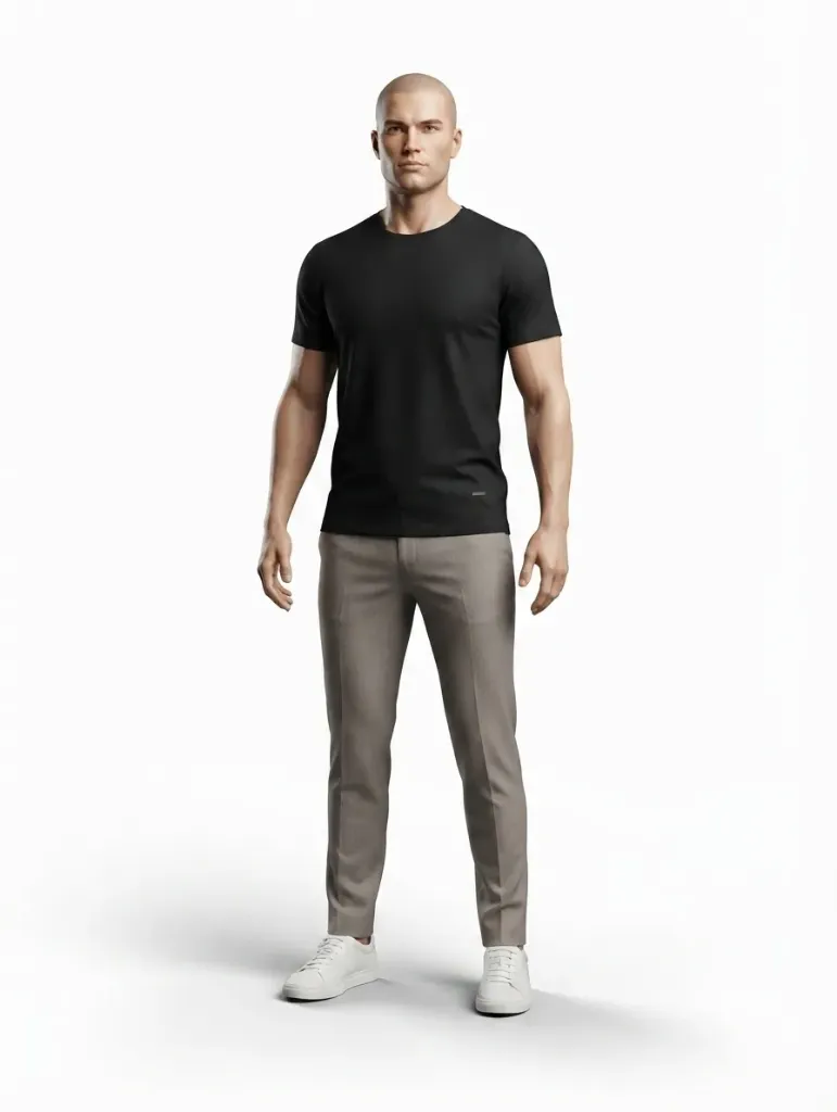 [202401263] T-Shirt Basique Homme (Noir, S)