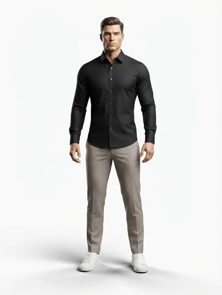 [202501582] Chemise Homme Premium (Noir, S)